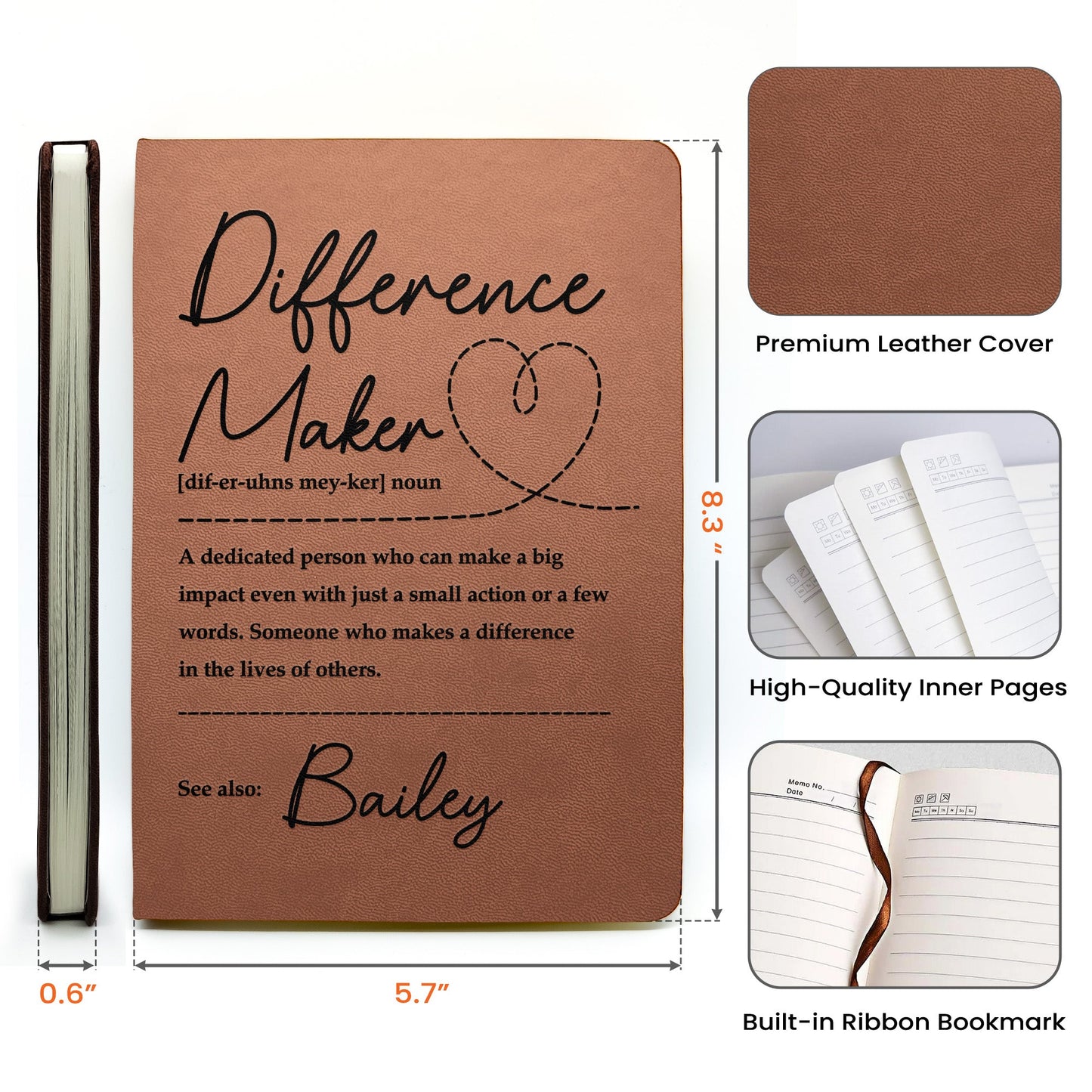 Difference Maker - Personalized Leather Journal