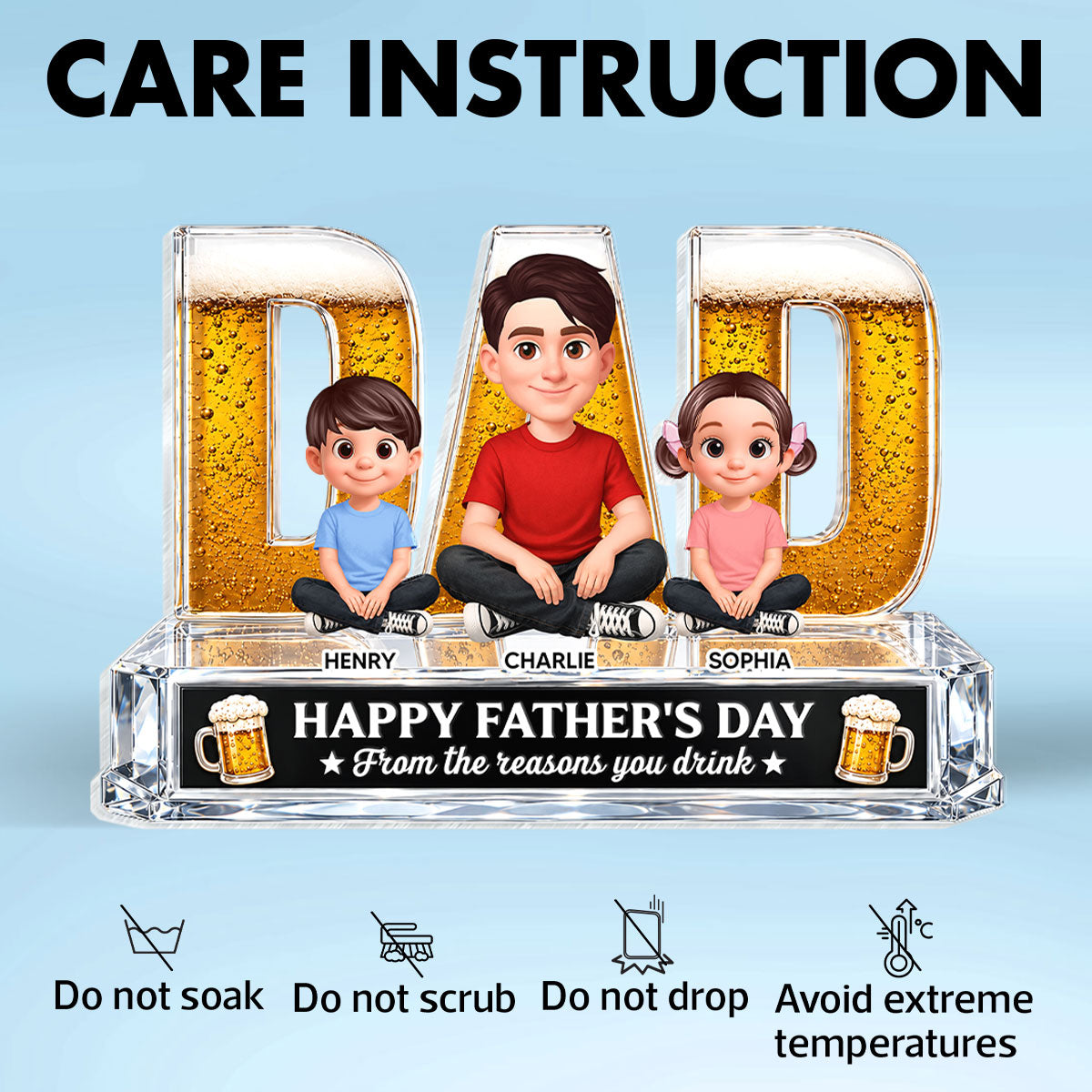 To Dad From The Reasons You Drink Dad Beer - Personalized Acrylic Block Plaque -  Gift For Husband, Dad, Beer Lovers