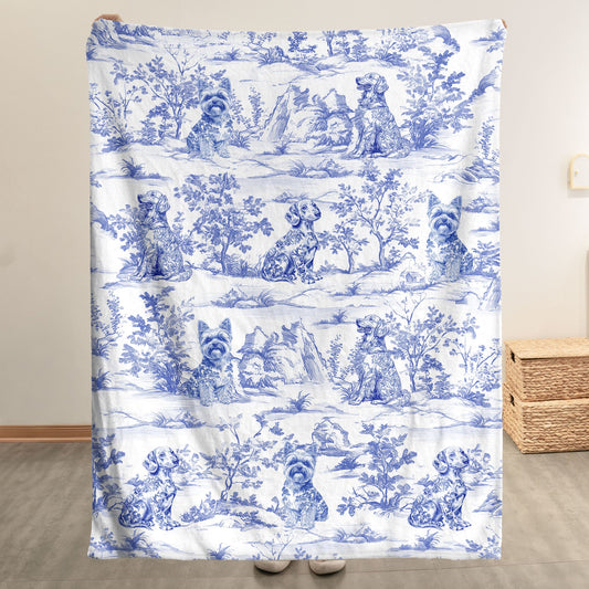 Dog Custom Breeds Toile De Jouy French Style - Personalized Blanket