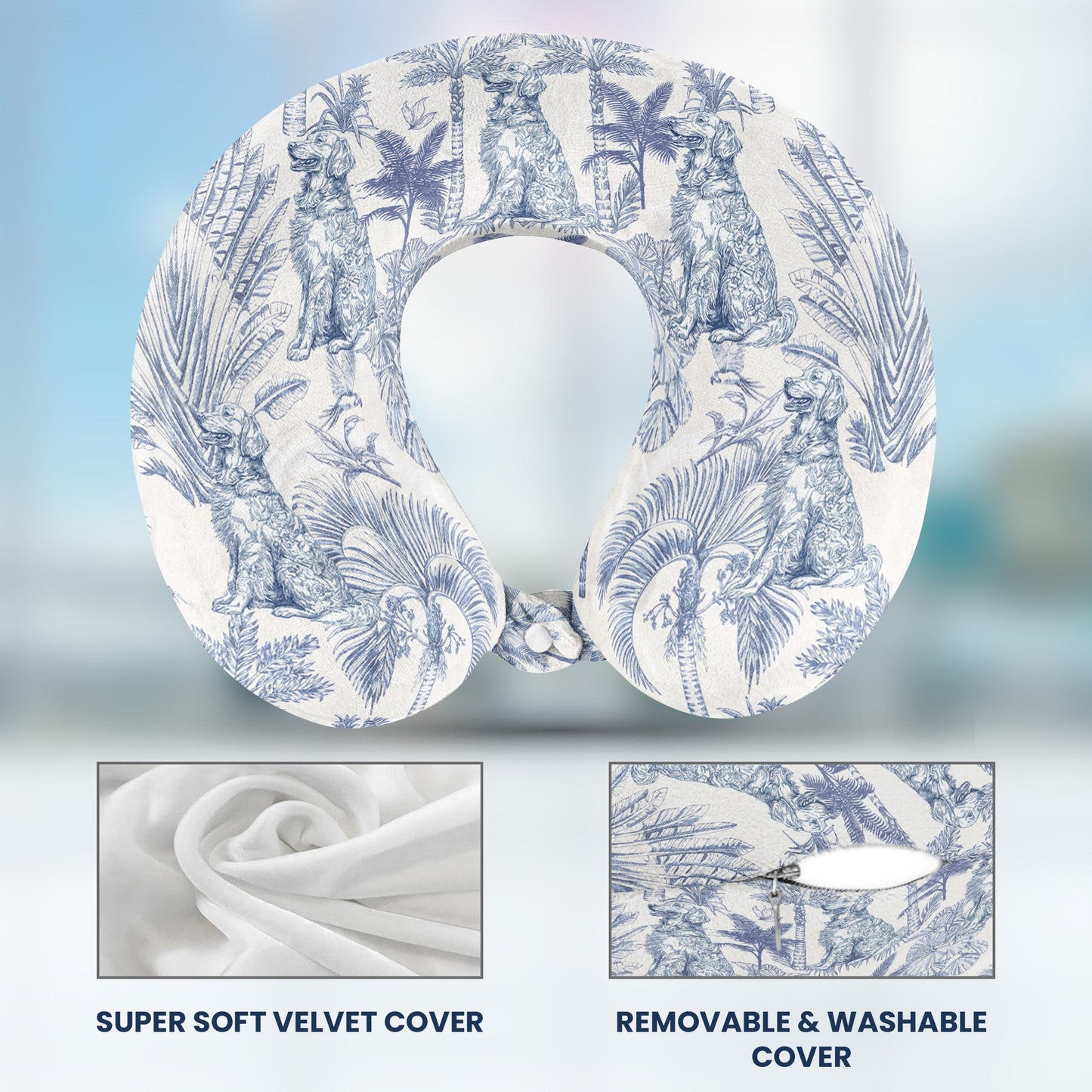 Dog Custom Breeds Toile De Jouy - Personalized U-Shaped Travel Neck Pillow