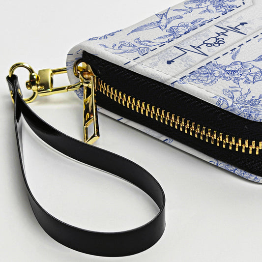 Dog Lover Gift Custom Toile De Jouy French Style - Personalized Leather Long Wallet