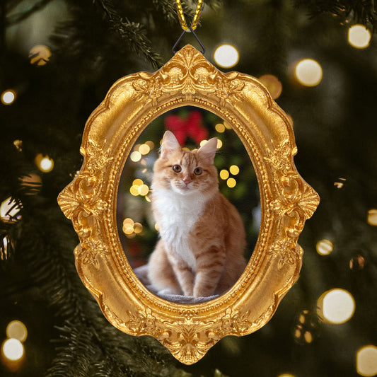 Dog Memorial Cat Memorial Photo Ornament - Personalized Vintage Picture Frame Ornament