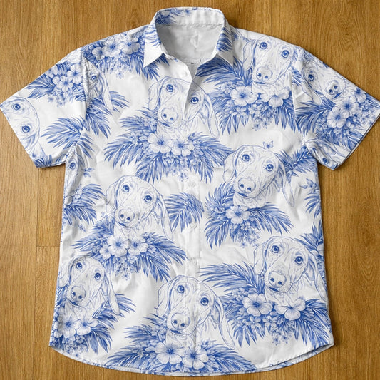 Dog Lovers Toile De Jouy Style Custom Photo - Personalized Hawaiian Shirt