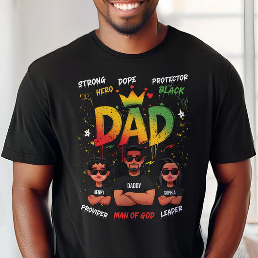 Father's Day Gifts, Dope Black Dad Hero - Cute Kids New Version - Personalized Shirt