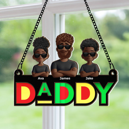 Father's Day Gifts, Dope Black Dad - Personalized Window Hanging Suncatcher Ornament