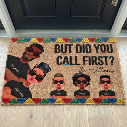 Dope Black Family 3D Version Faux Pattern - Personalized Doormat
