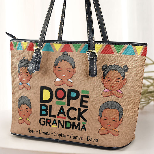 Dope Black Grandma- Personalized Leather Tote Bag