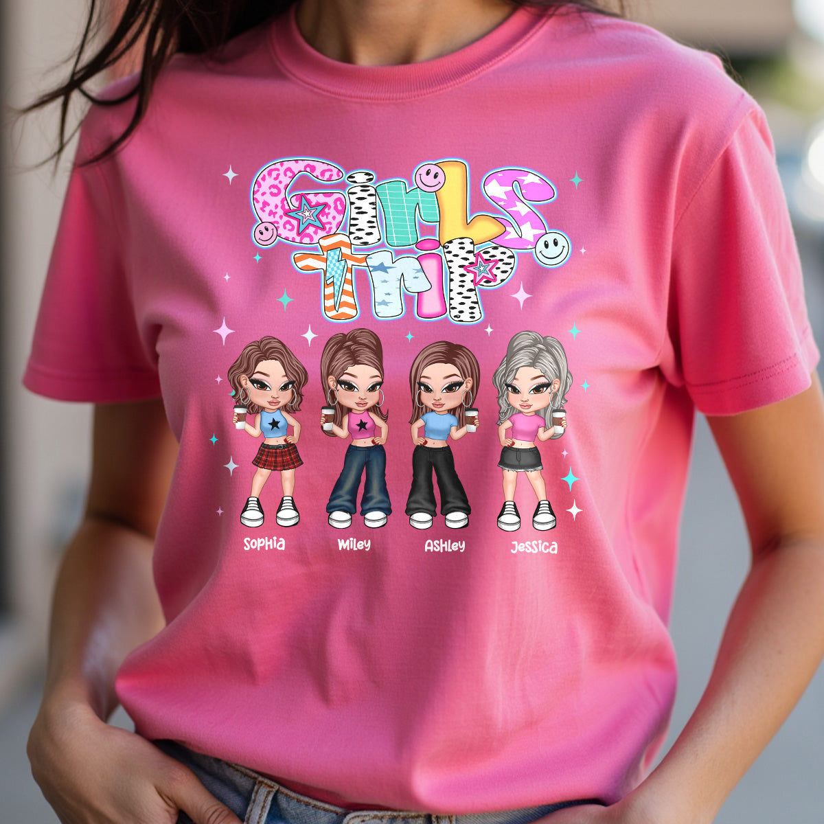 Colorful Preppy Style Y2K Besties Personalized Shirt