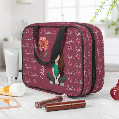 Dried Birth Flower - Personalized Hanging Toiletry Bag
