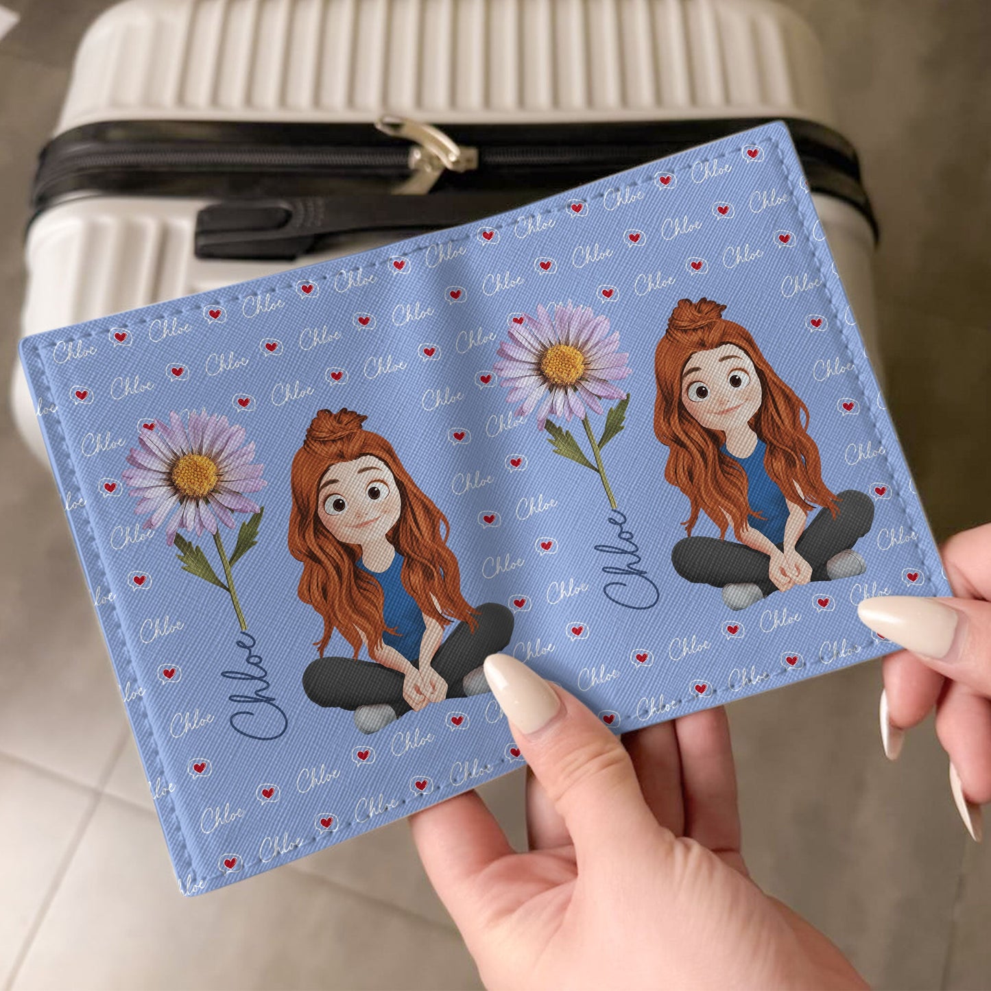 Dried Birth Flower Print - Personalized Passport Cover And Luggage Tag Travel Set