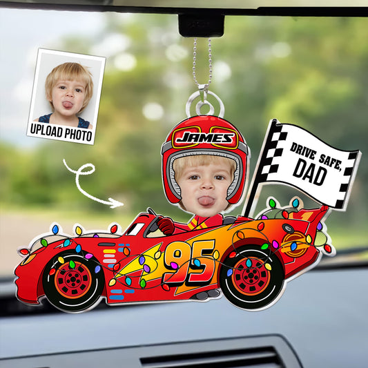 Father's Day Gifts, Drive Safe Daddy Custom Face Kid - Personalized Photo Rear View Mirror Accessory