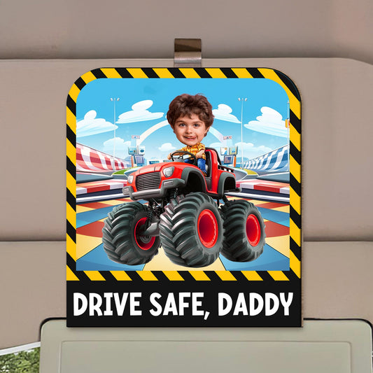 Father's Day Gifts, Drive Safe, Daddy - Personalized Wooden Photo Car Visor Clip