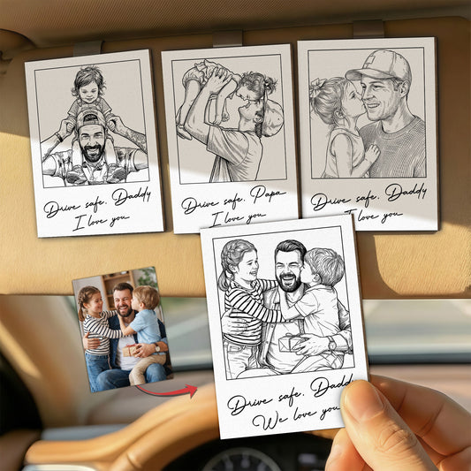 Father's Day Gifts, Drive Safe We Love You Father's Day Gift For Dad, Husband - Personalized Car Visor Clip