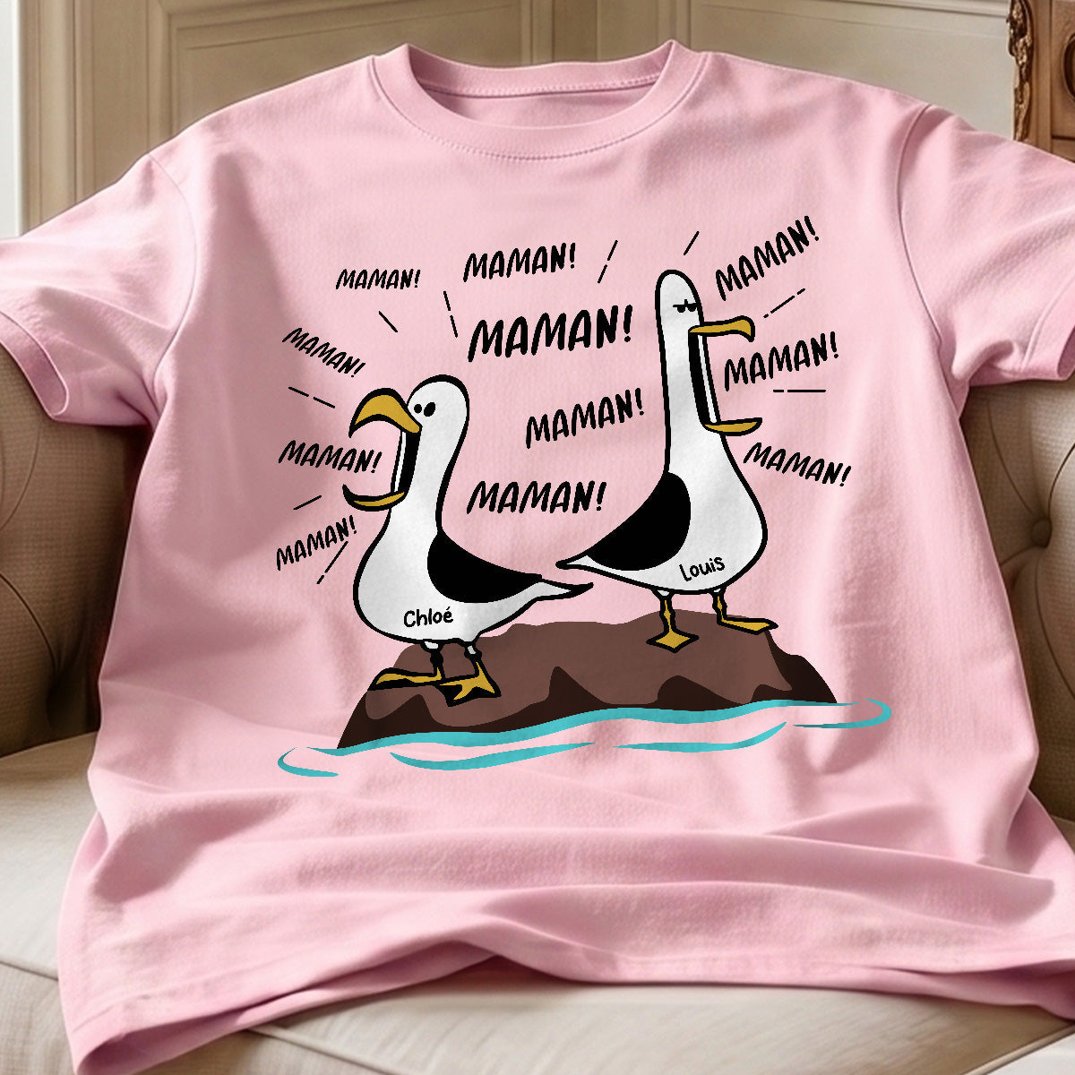 Mouettes Maman! Maman! Maman! – T-shirt Personnalis – Cadeau Rigolo pour la Fte des Mres