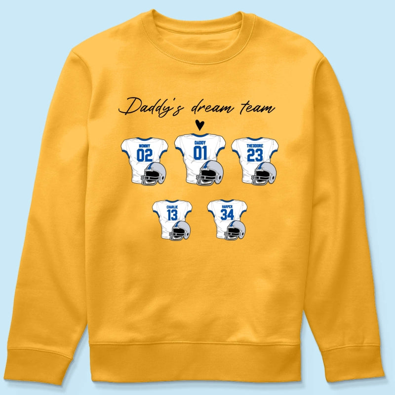 Daddy‘s Dream Team American Football Father‘s Day Gift For Dad Husband Personalized Shirt