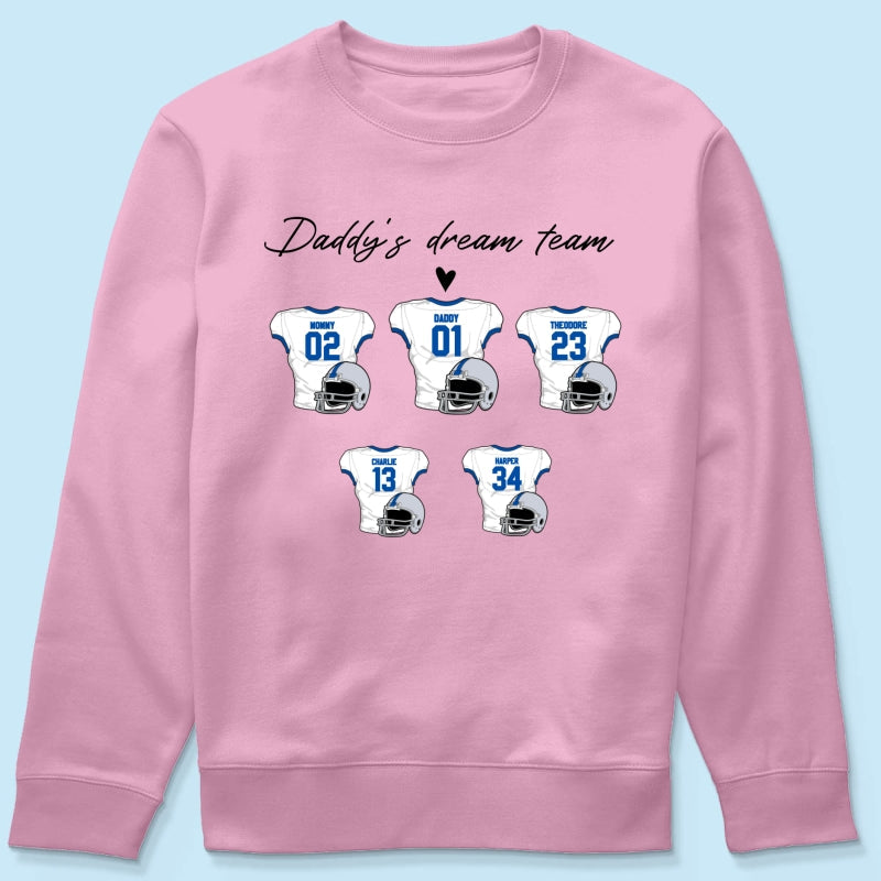 Daddy‘s Dream Team American Football Father‘s Day Gift For Dad Husband Personalized Shirt