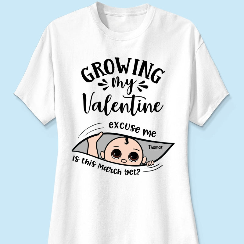 Growing My  Cute Baby Excuse Me Is It Yet Personalized Shirt,  Gift For Expecting Mom, Pregnancy Announcement, Baby Reveal