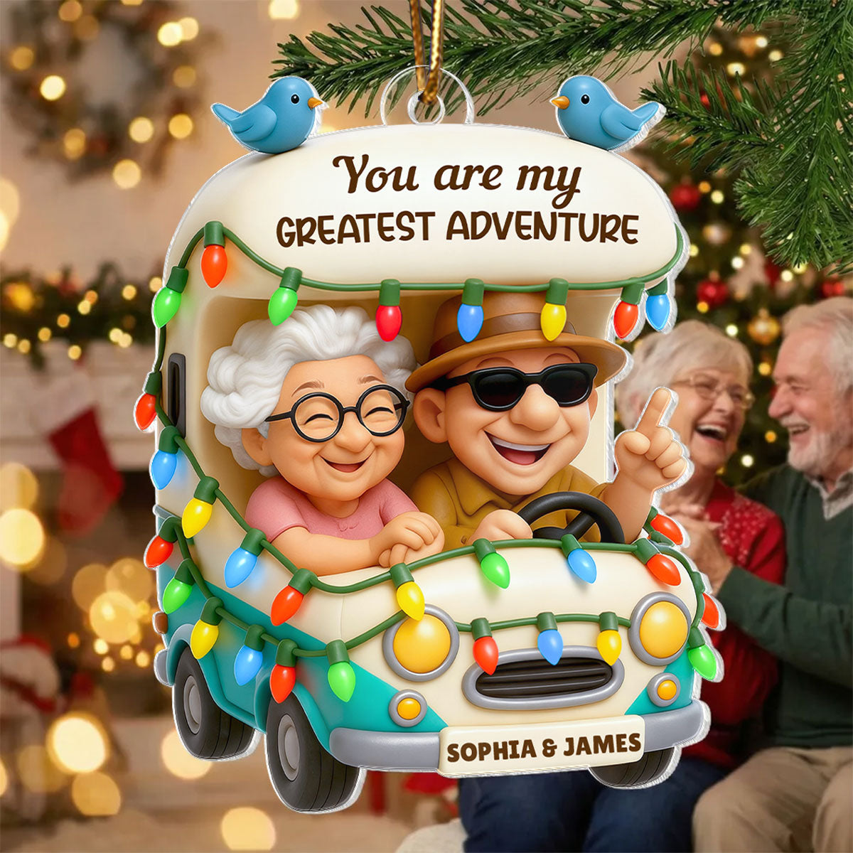 You Are My Greatest Adventure Old Couple - Personalized Acrylic Ornament - Christmas Gift For Him, For Her, For Couple