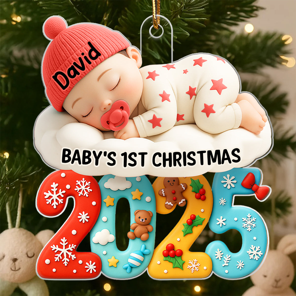 Baby's 1st Christmas 2025 - Personalized Acrylic Ornament - Unique Christmas Gift For New Parent, Newborn Keepsake