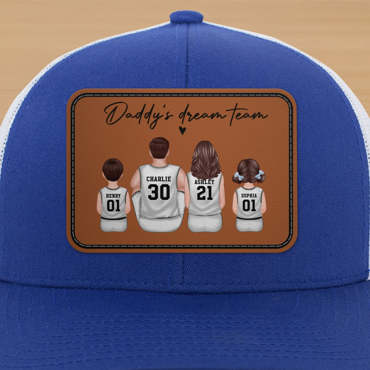 Basketball Daddy's Dream Team Personalized Trucker Hat, Snapback Leather Patch Hat, Father's Day Gift for Basketball Dads