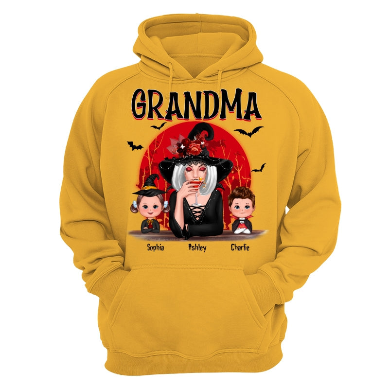 Grandma Red Moon Halloween Woman Grandkids Personalized Shirt