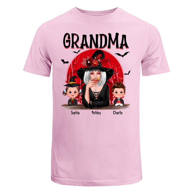Grandma Red Moon Halloween Woman Grandkids Personalized Shirt