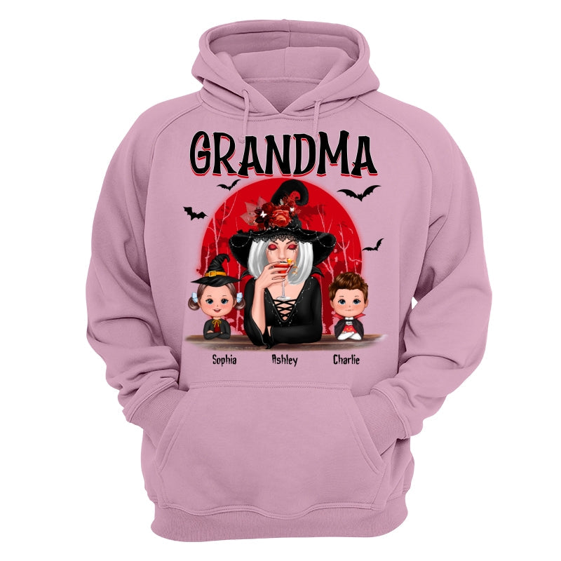 Grandma Red Moon Halloween Woman Grandkids Personalized Shirt