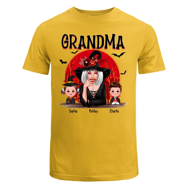 Grandma Red Moon Halloween Woman Grandkids Personalized Shirt