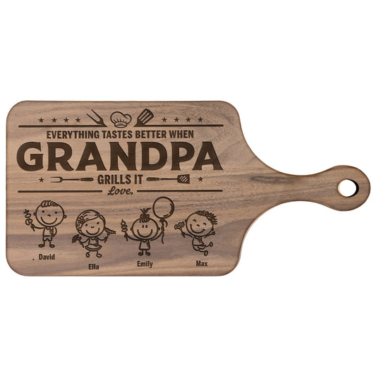 Father's Day Gifts, Everything Tastes Better When Grandpa, Dad Grills It - Father's Day Gift - Personalized Cutting Board
