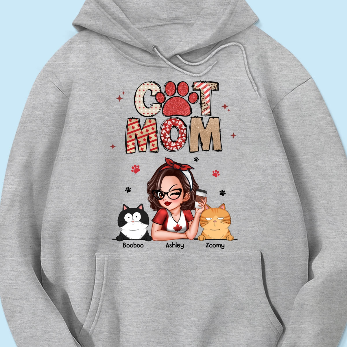 Cat Mom Canada Flag Sparkly Pattern Personalized Shirt, Canada Day