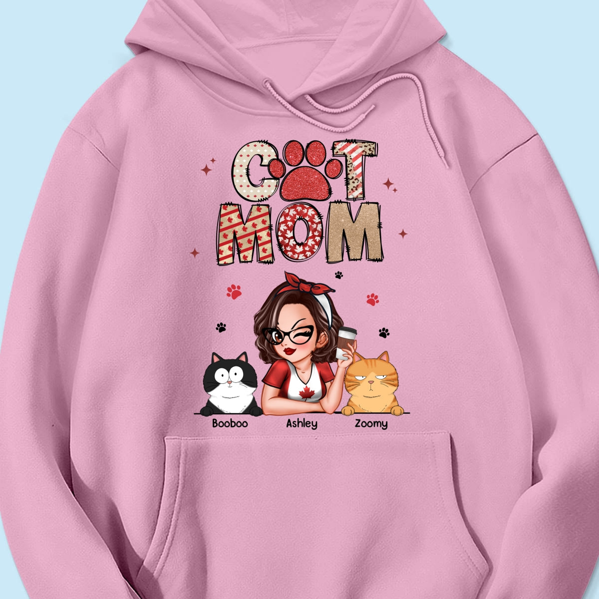 Cat Mom Canada Flag Sparkly Pattern Personalized Shirt, Canada Day