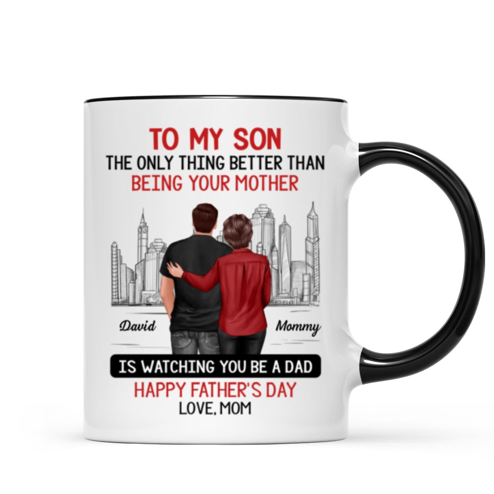 Skyline To My Son From Mom Happy Father‘s Day Personalized Mug