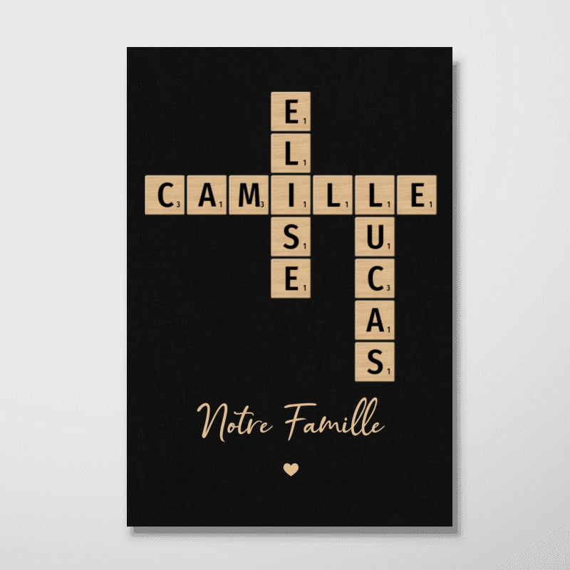Tableau Mots Croiss de Famille - Cr en un instant, chri pour toujours - Affiche Personnalise