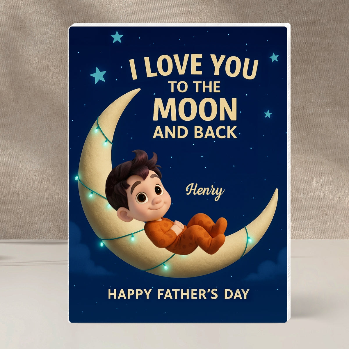 I Love You to the Moon and Back Personalized Acrylic Block Plaque,  Gift for Dad
