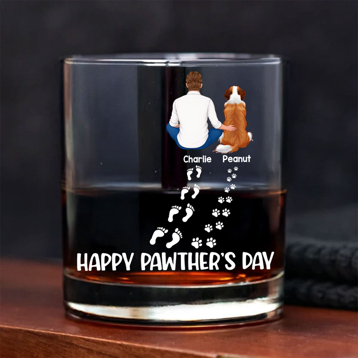 Happy Pawther's Day Dog Dad Personalized Wine Glass, Father's Day Gift for Dog Dads