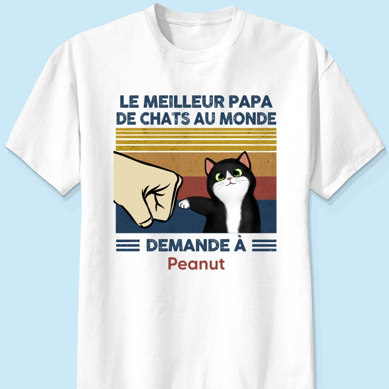 Cadeau parfait pour les papas de chats – T-shirt personnalis avec check de poing avec votre chat