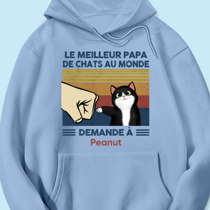 Cadeau parfait pour les papas de chats – T-shirt personnalis avec check de poing avec votre chat