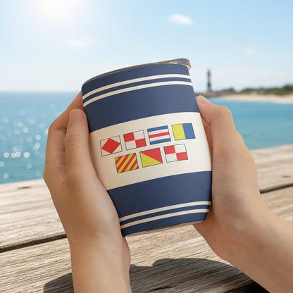 F()Ck You, F()Ck Off In Nautical Flag - Personalized Wine Tumbler