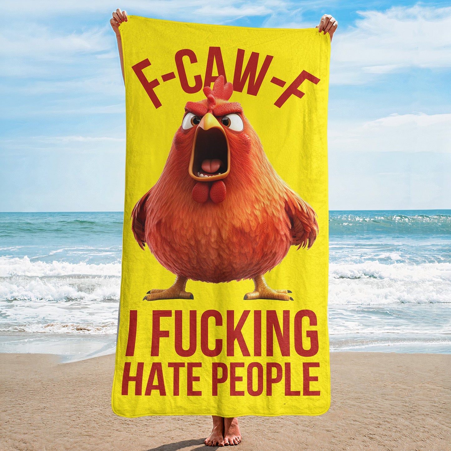 F-Caw-F I F*cking Hate People - Personalized Beach Towel