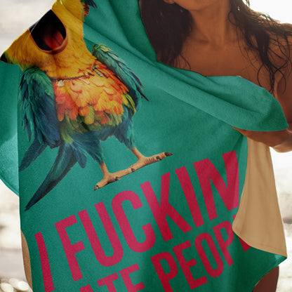F-Caw-F I F*cking Hate People - Personalized Beach Towel