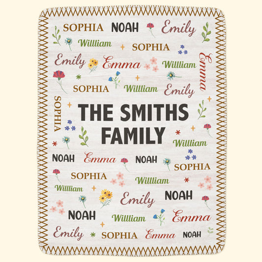 Family Name Word Christmas Theme - Personalized Blanket