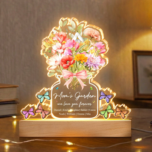Family Birth Flower Bouquet Flowers Gift For Mom, Grandma, Family - Personalized Night Light