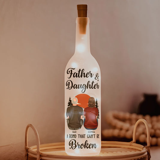 Father's Day Gifts, Father & Daughter A Bond That Can't Be Broken - Personalized Bottle Lamp