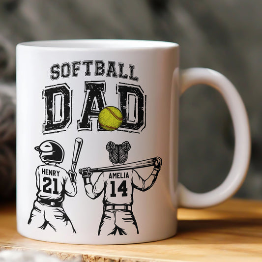 Father's Day Gifts, Father's Day Gifts, Softball Dad, Daddy, Grandpa - Personalized Mug