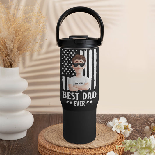 Father's Day Gifts, Father's Day Gift For Best Dad Ever - Personalized 30oz Tumbler With Handle