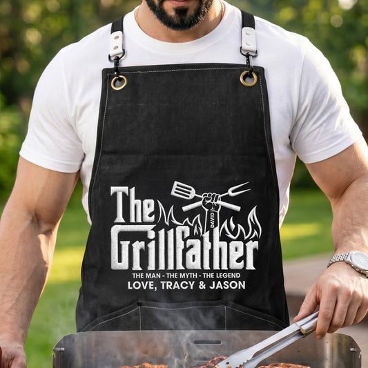 Father's Day Gifts, Father's Day Gifts, The Grillfather, The Man The Myth The Legend - Custom With Kids' Names - Personalized Apron