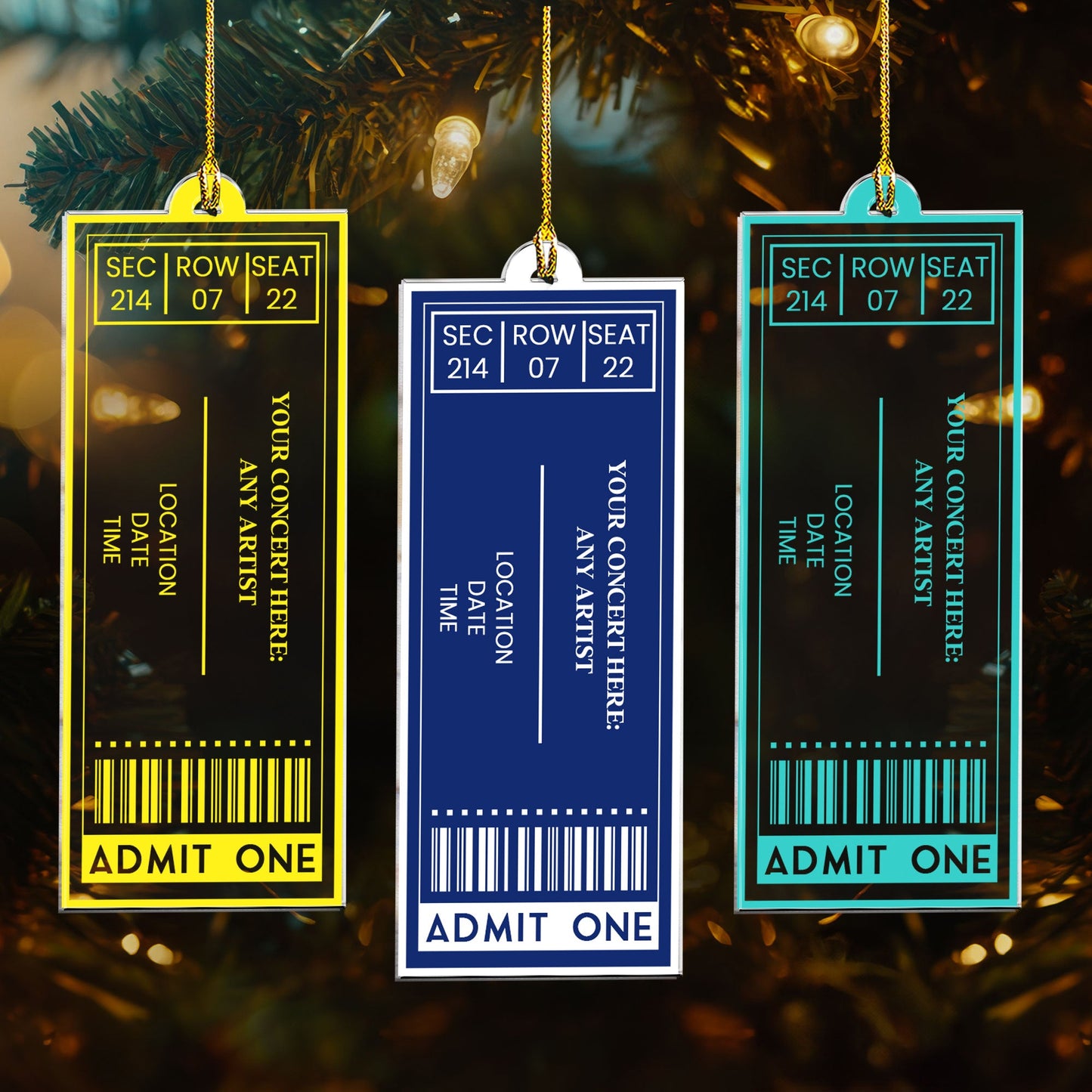 Favorite Concert Ticket Music Lovers Gifts, For Daughters, Friends - Personalized Acrylic Ornament