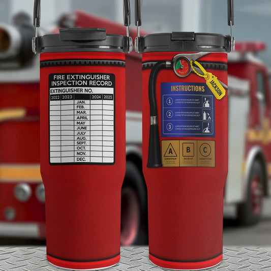 Firefighter Custom Gift Fire Extinguisher - Personalized 30oz Tumbler With Handle