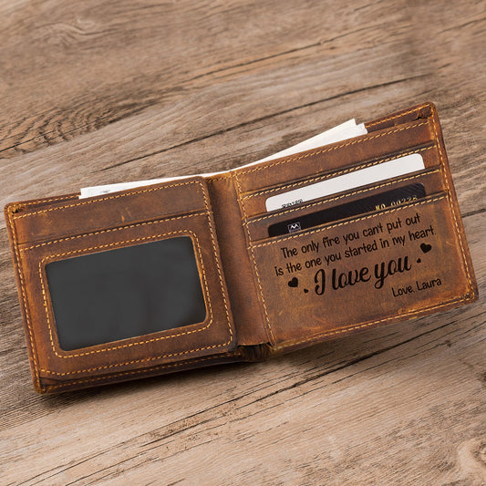 Firefighter Gift The Fire You Started In My Heart - Personalized Leather Wallet