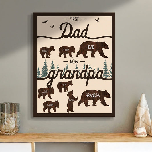 Father's Day Gifts, First Dad Now Grandpa - Papa Bear - Custom Wood Plaque